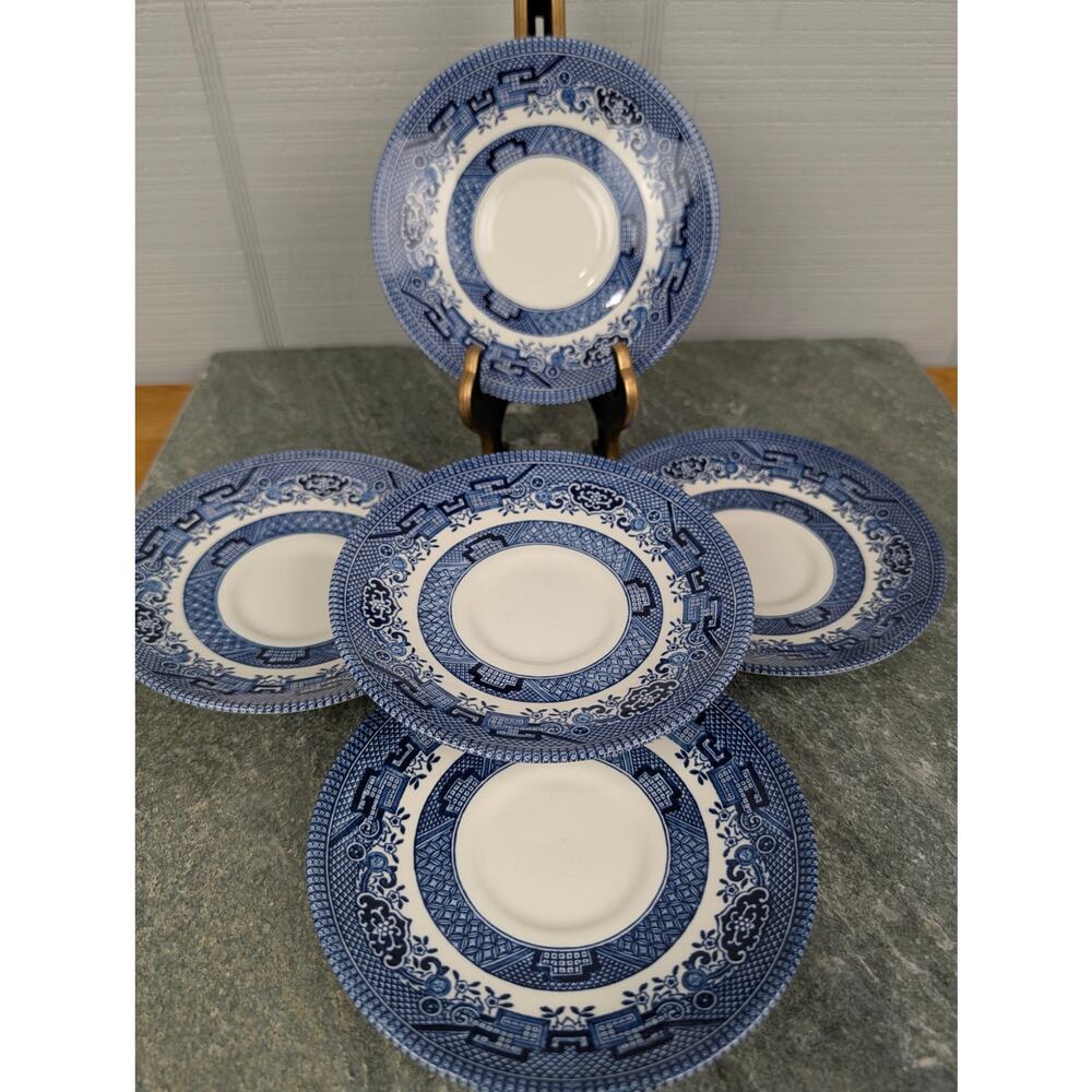 Churchill China Blue Willow Georgian Shape Saucers (Lot of 5) 5 1/2 " England